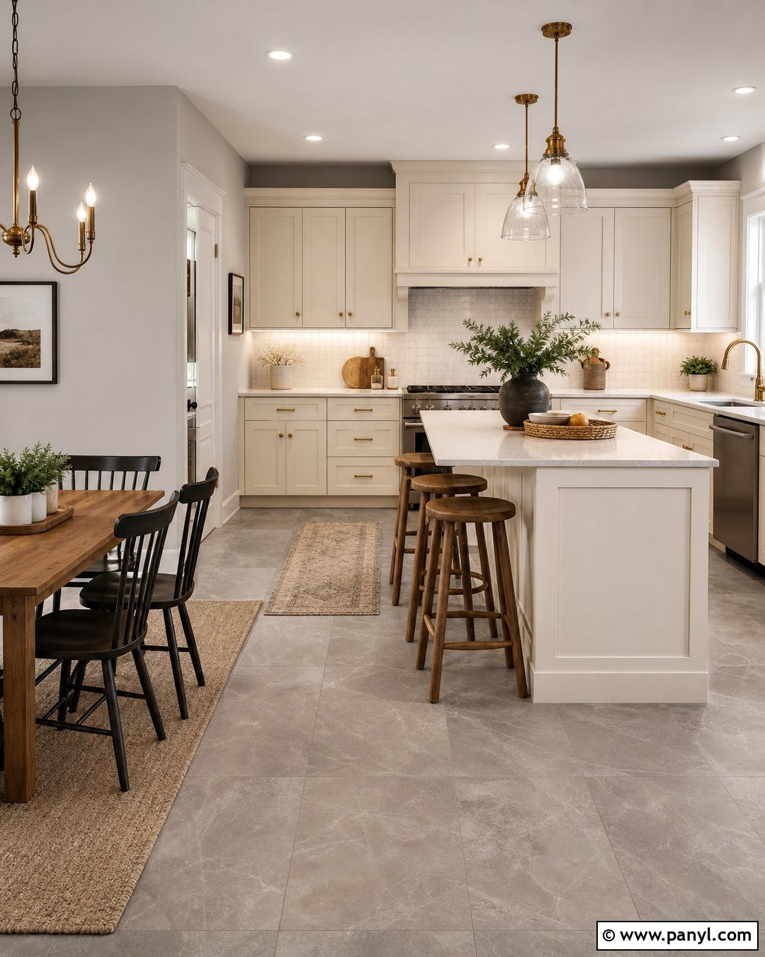 Cream Kitchen With Grey Tile Flooring - 20 Cream Kitchen With Grey Walls