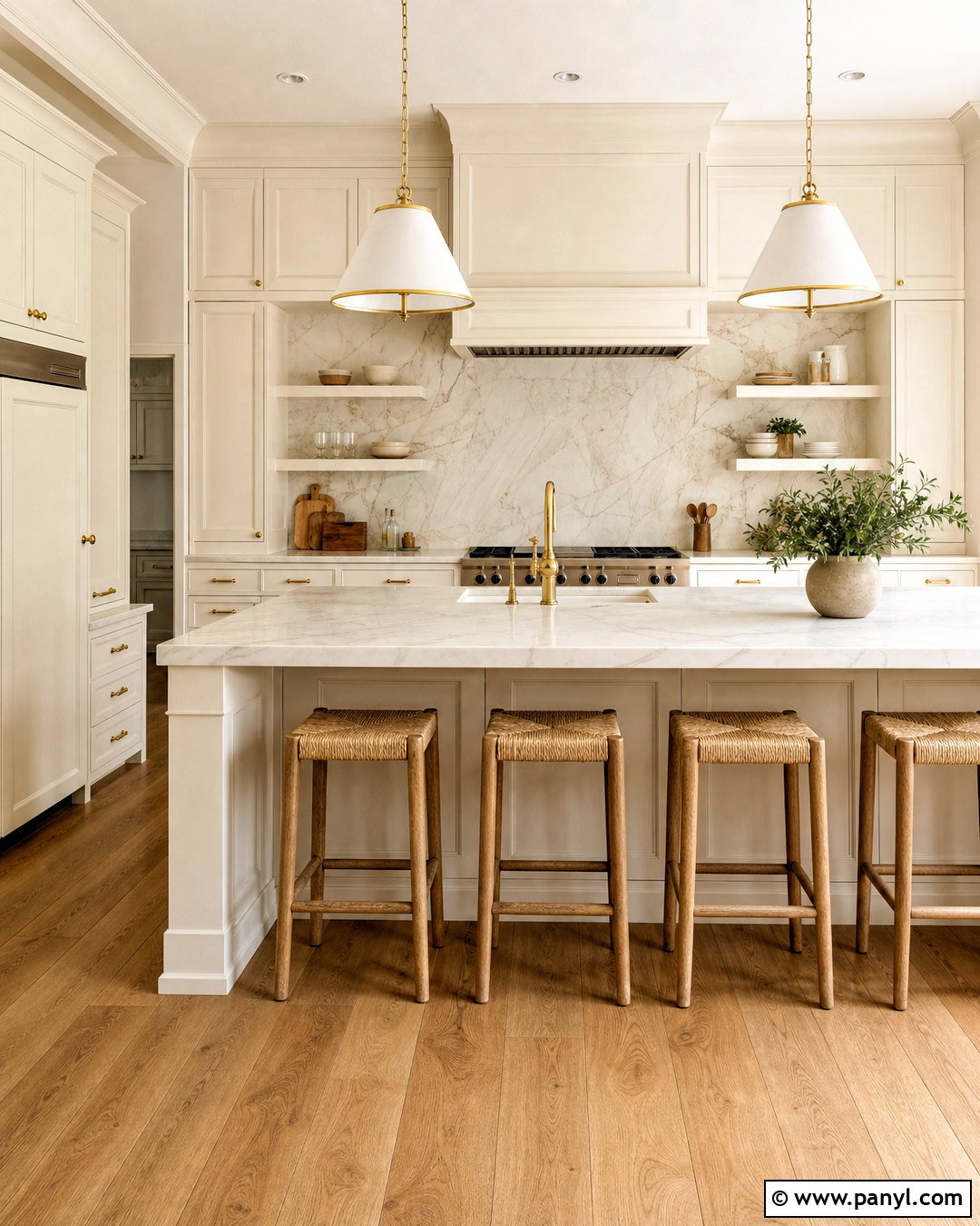 Cream Kitchen With Marble Backsplash - 20 cream kitchen ideas