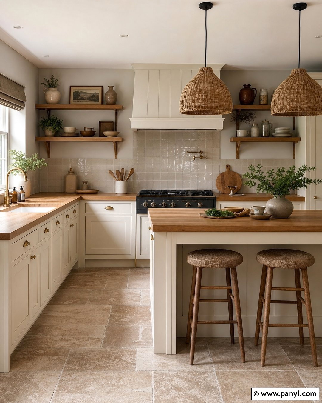 Cream Kitchen With Oak Countertops And Grey Walls - 20 Cream Kitchen With Grey Walls