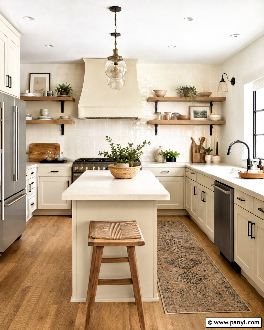 Cream Kitchen With Open Shelving - 20 cream kitchen ideas