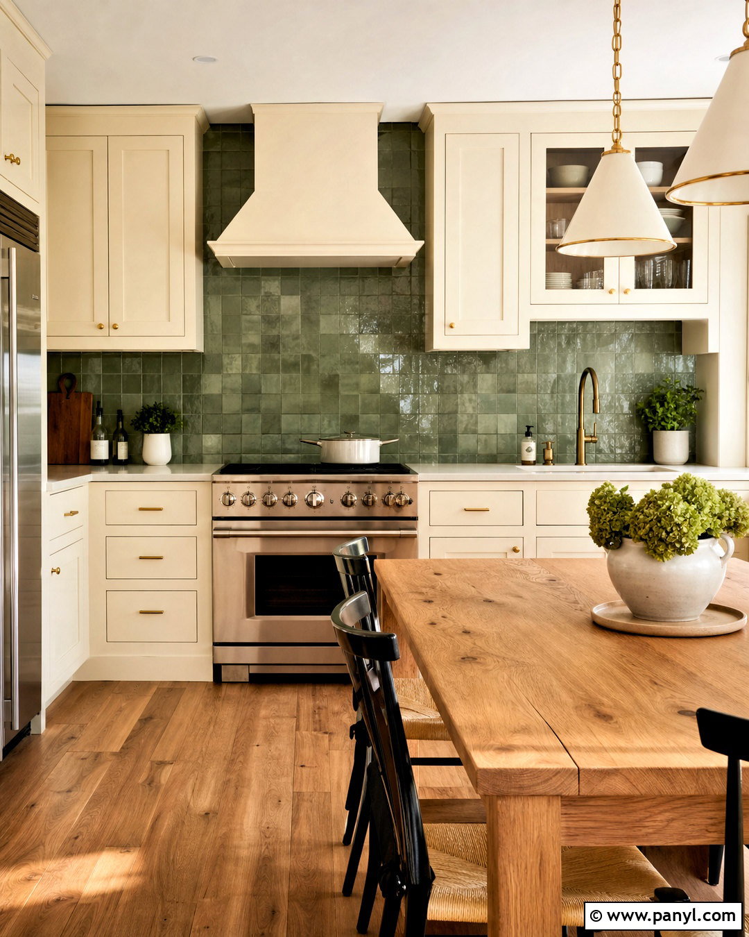 Cream Kitchen With Sage Green Backsplash - 20 sage green and cream kitchen ideas