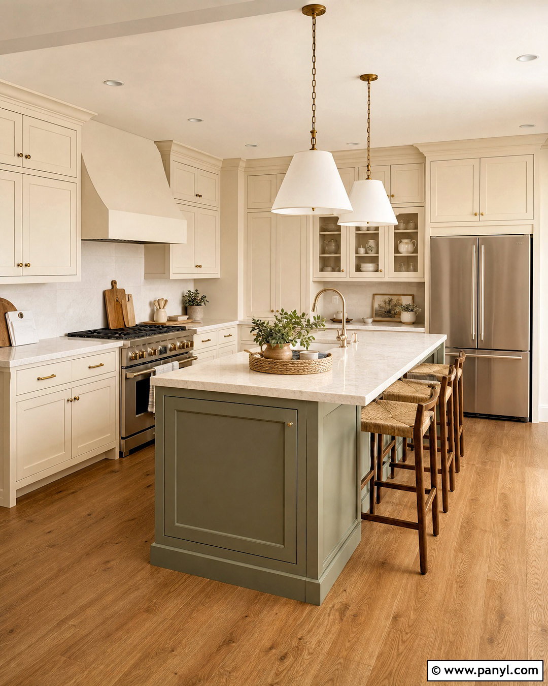 Cream Kitchen With Sage Green Island - 20 cream kitchen ideas