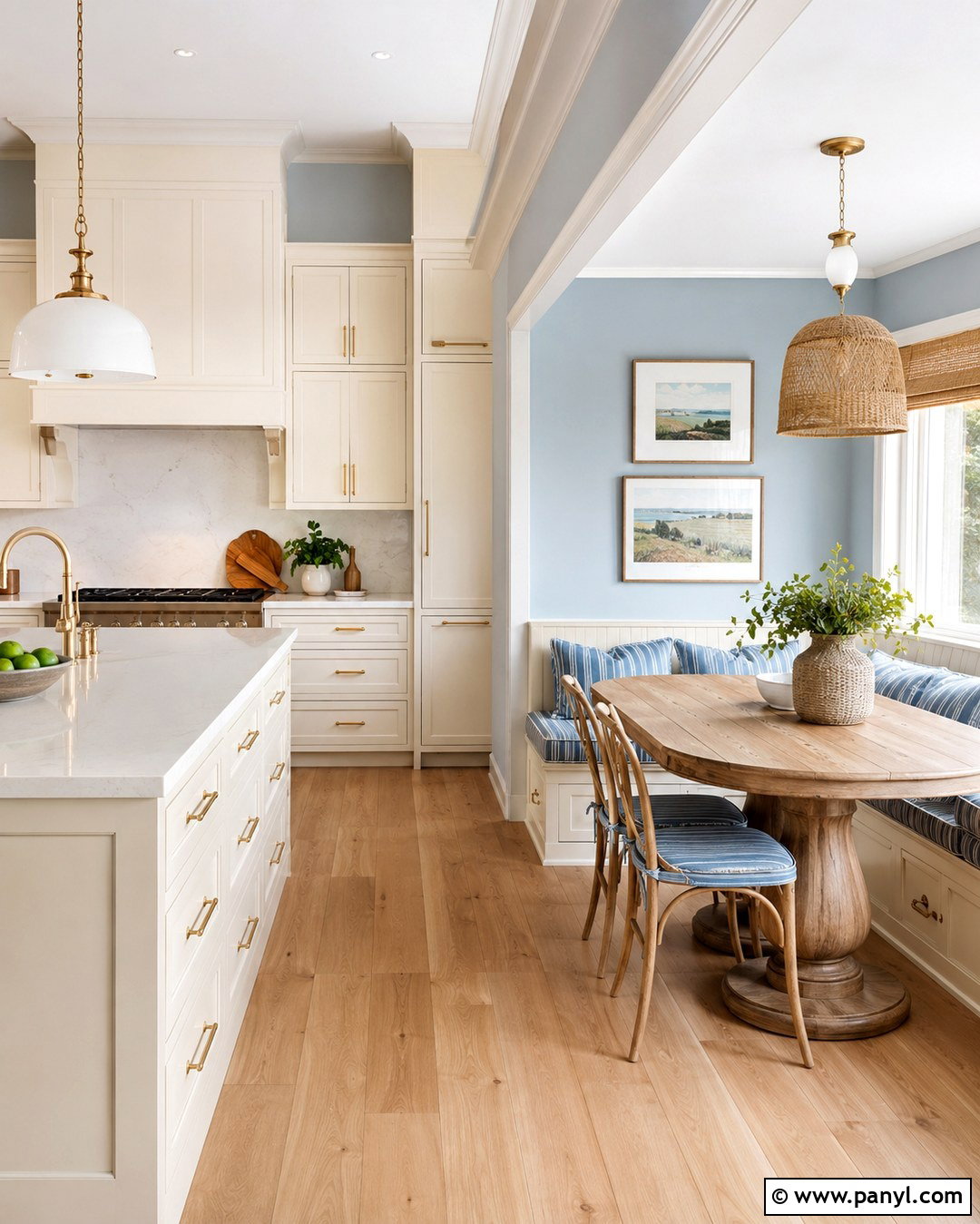 Cream Kitchen With Sky Blue Breakfast Nook - 20 Cream Kitchen Blue Walls