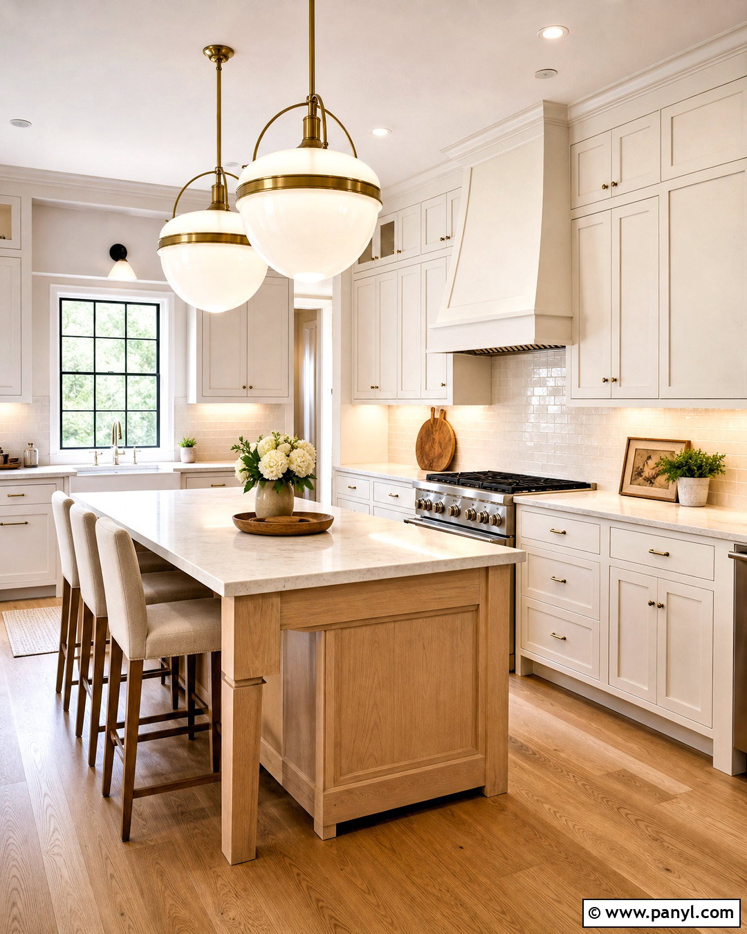 Cream Kitchen With Statement Lighting - 20 cream kitchen ideas