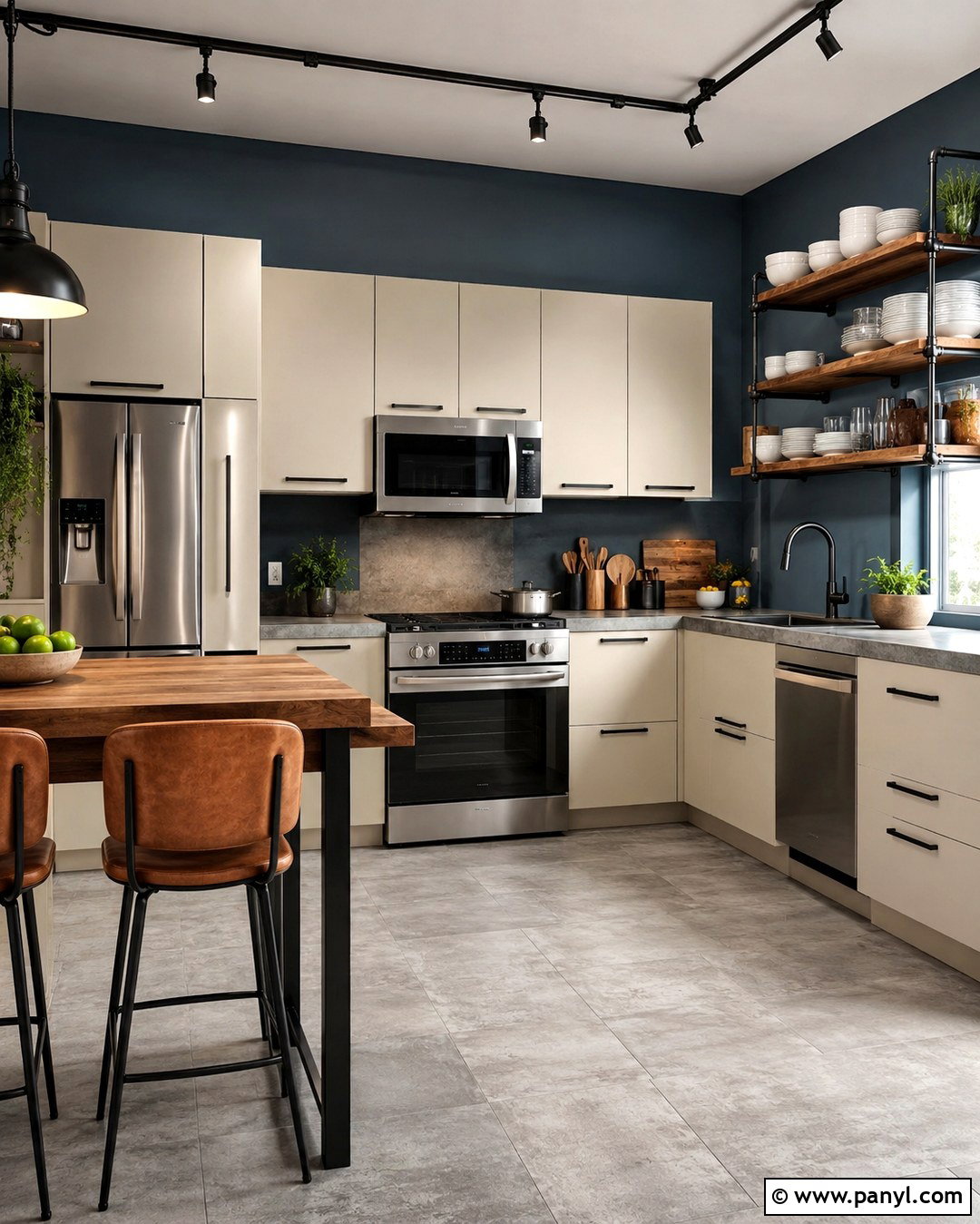 Cream Kitchen With Steel Blue Walls - 20 Cream Kitchen Blue Walls
