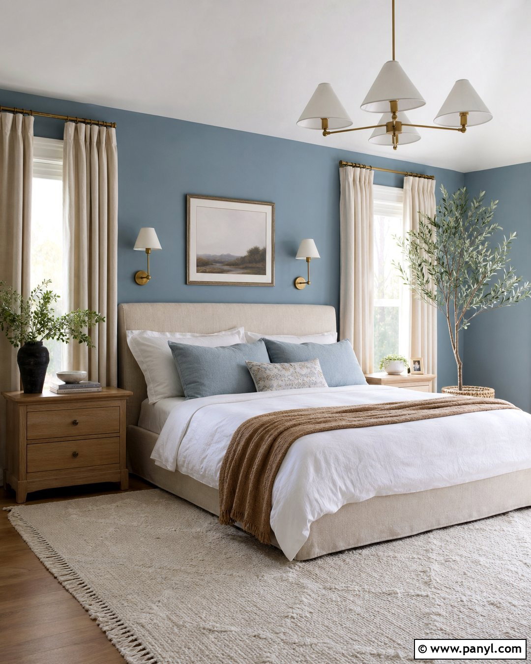 Cream Linen Curtains With Dusty Blue Walls - 20 Blue Wall With Curtains