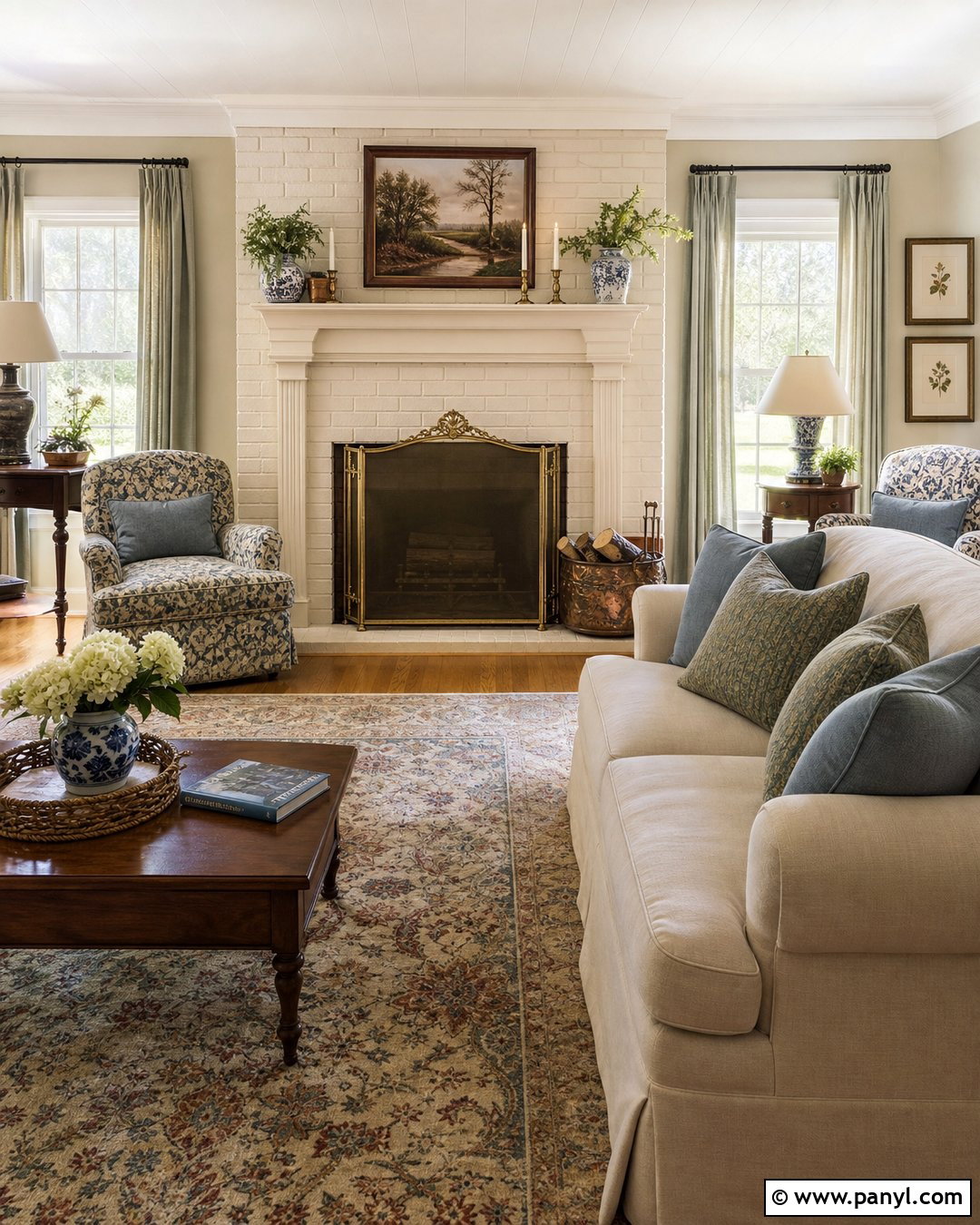 Cream Painted Brick Fireplace - 20 Interior Painted Brick Ideas