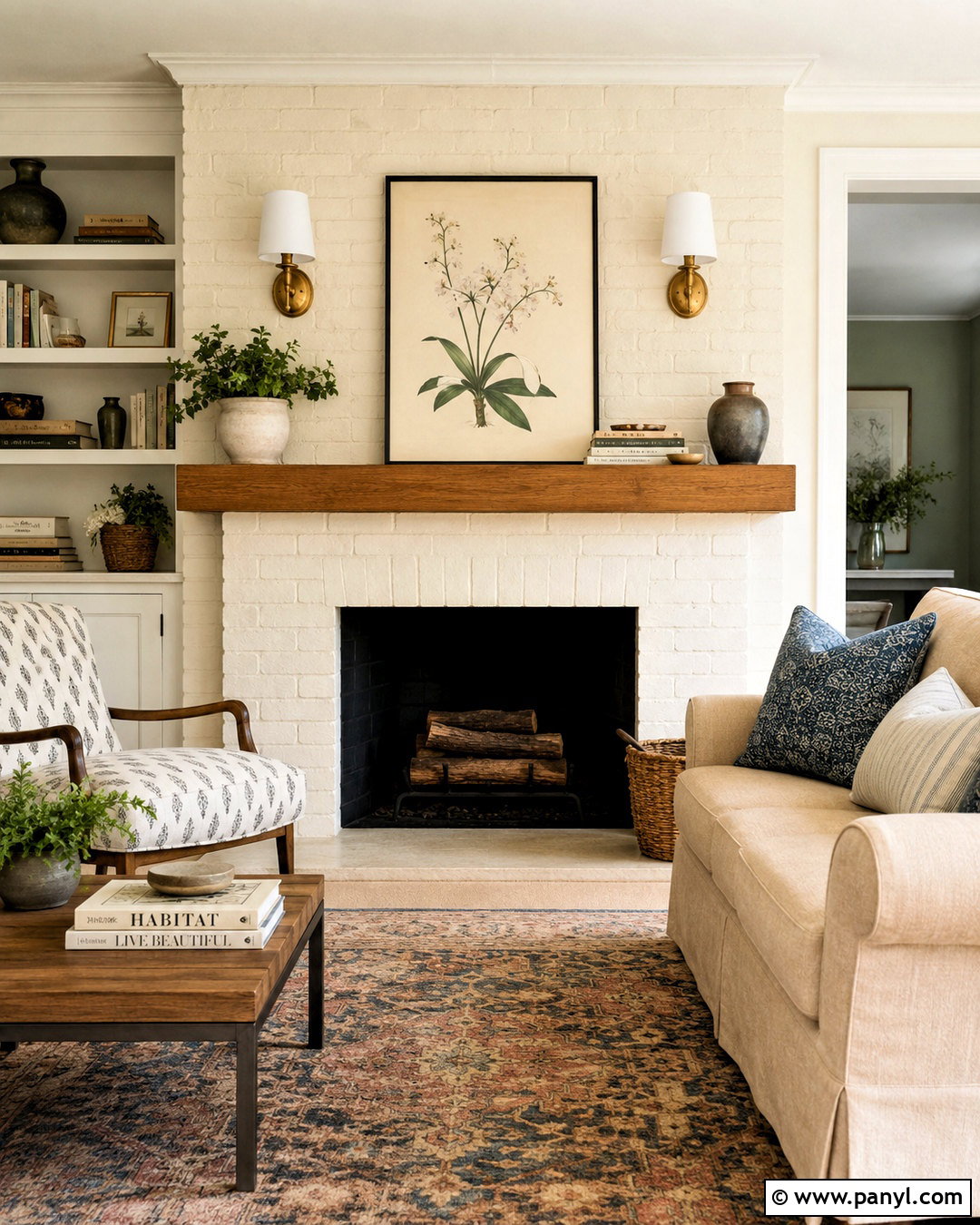 Cream Painted Brick Fireplace - 20 painted brick fireplace makeover ideas