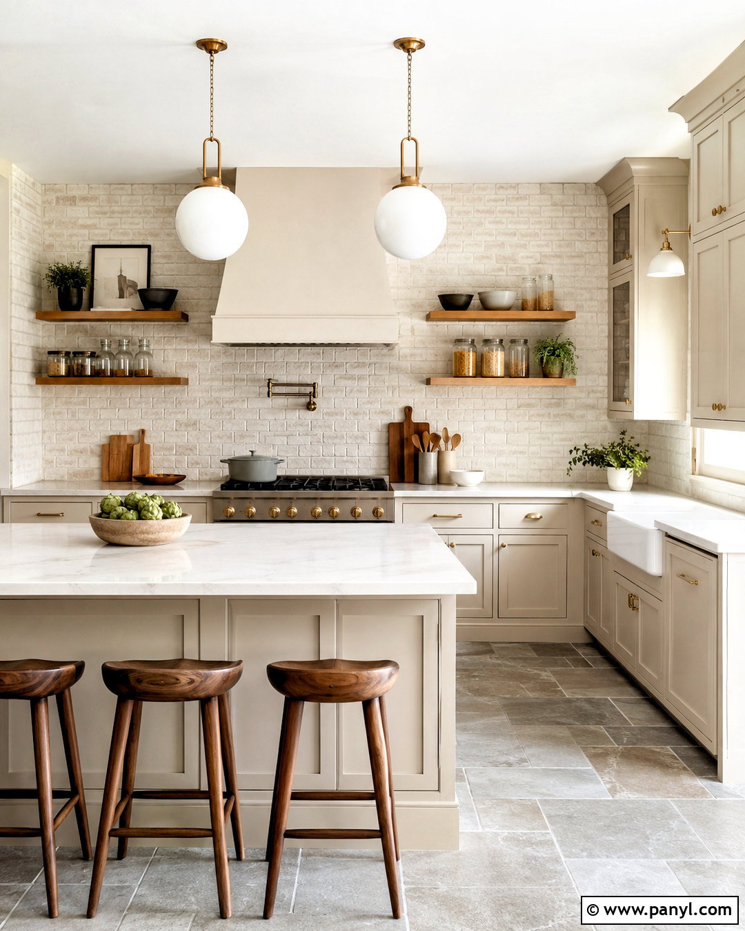 Cream Painted Brick Kitchen Wall - 20 brick painting interior ideas