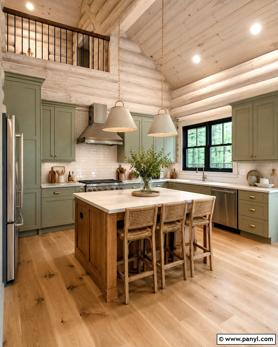 Cream Painted Log Kitchen - 20 painted log home interior ideas