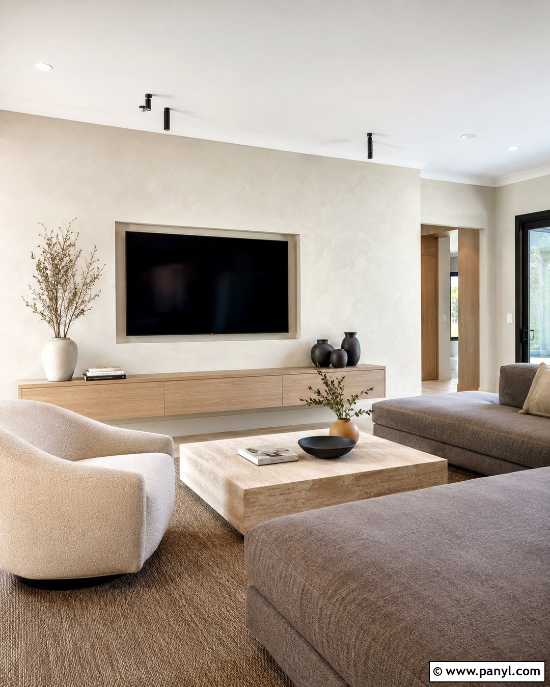 Cream Plaster TV Wall - 20 Cream Feature Wall Ideas
