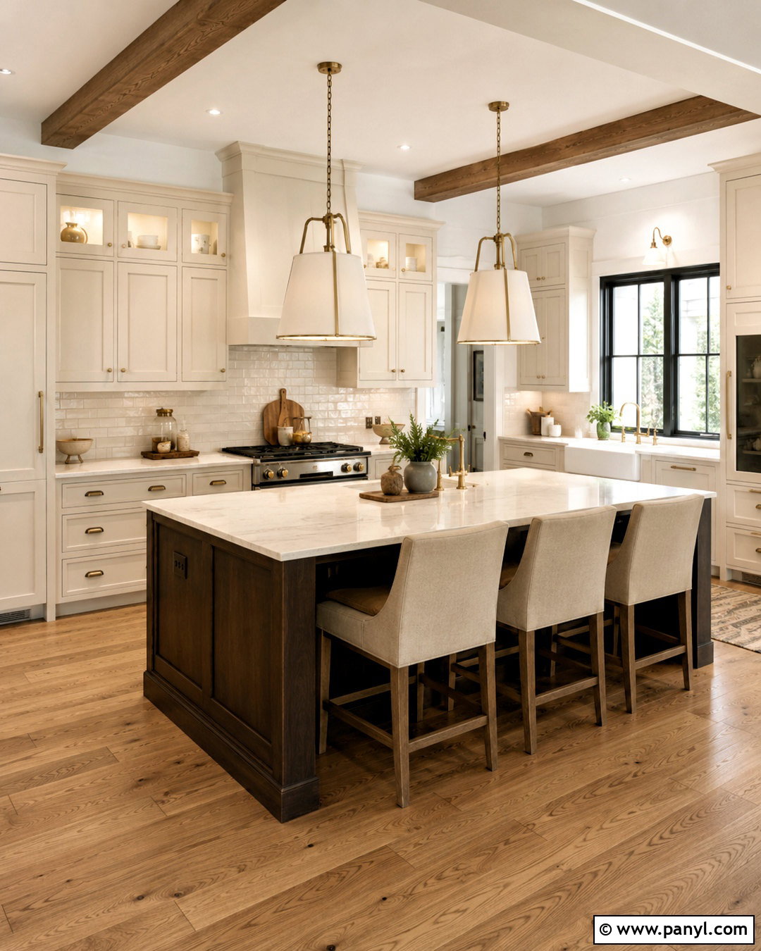 Cream Shaker Kitchen With a Dark Brown Island - 20 cream and brown kitchen ideas