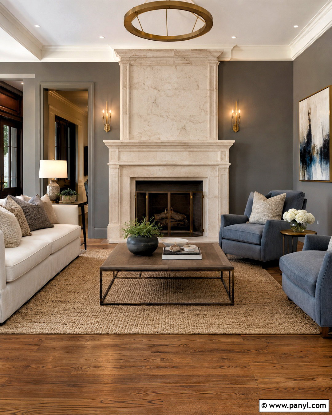 Cream Stone Fireplace With Gray Walls - 20 What Color Fireplace With Gray Walls