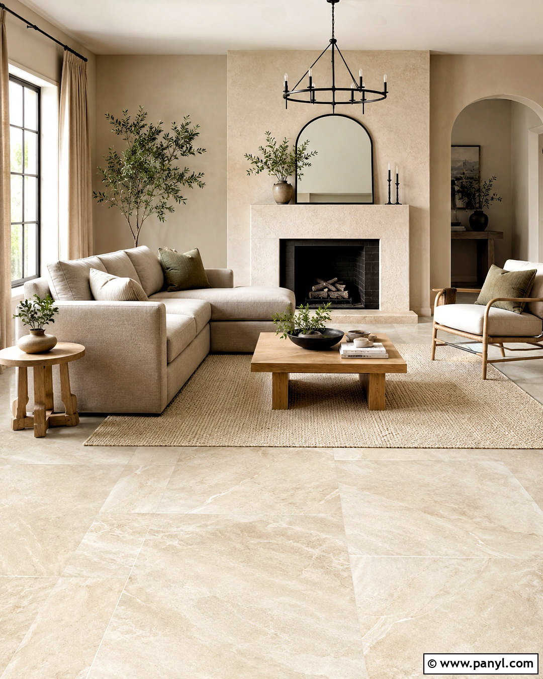 Cream Stone Look Ceramic Floor Tiles - 20 ceramic floor tiles living room ideas