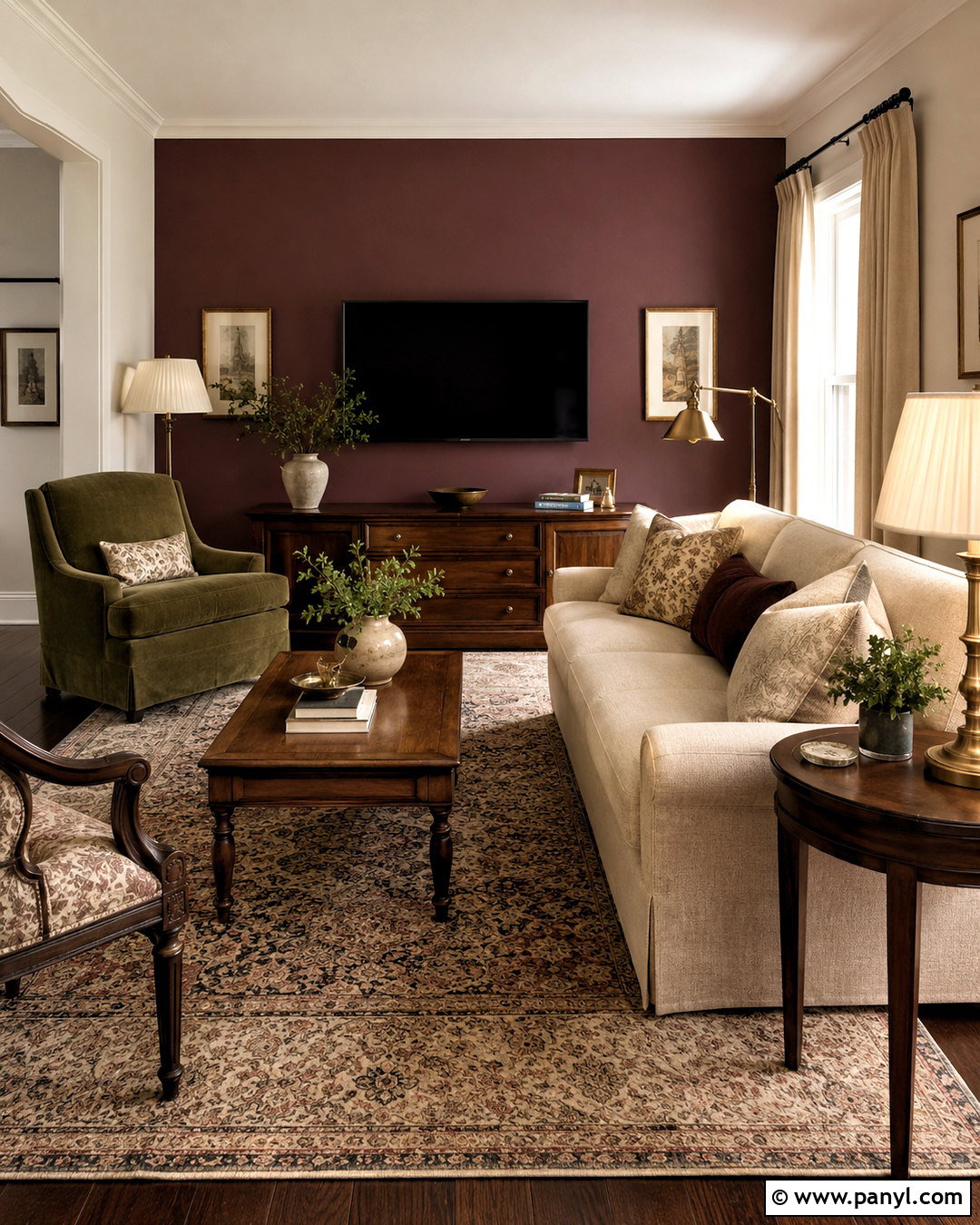 Cream TV Wall With Contrast Trim - 20 living room tv wall paint ideas