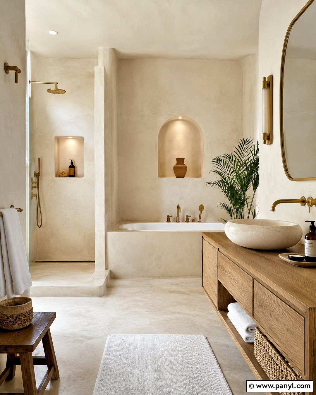 Cream Tadelakt Bathroom - 20 plastering walls ideas