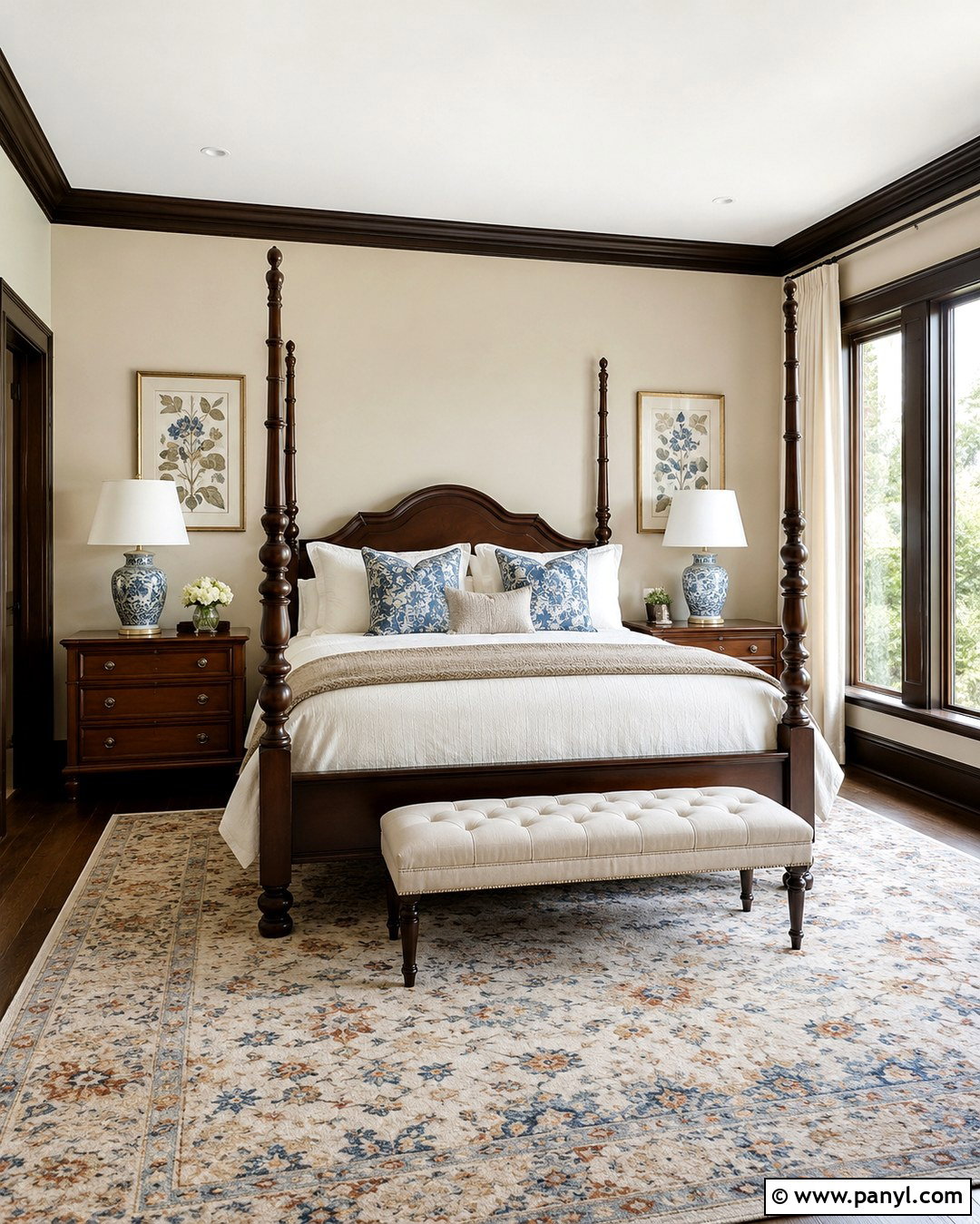 Cream Traditional Bedroom With Dark Brown Trim - 20 Cream Walls With Dark Brown Trim Ideas