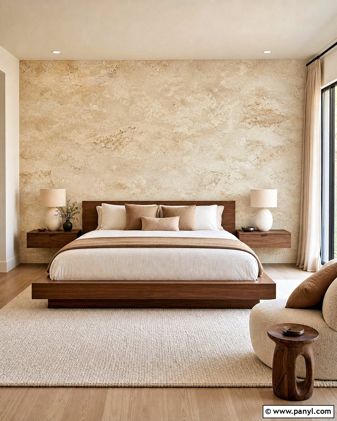 Cream Travertine Texture Wall - 20 bedroom texture paint wall ideas
