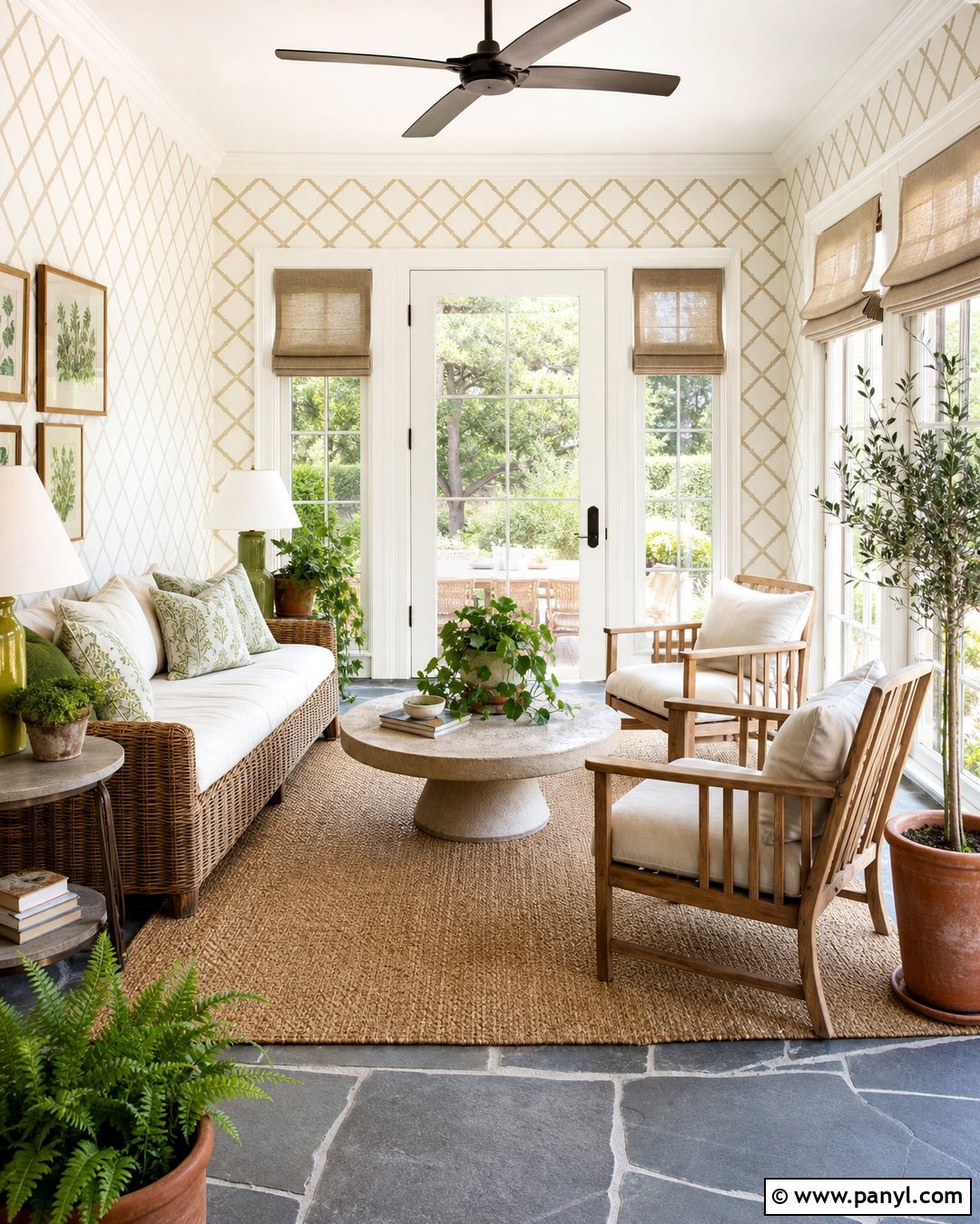 Cream Trellis Wallpaper Sunroom - 30 neutral colors wallpaper ideas
