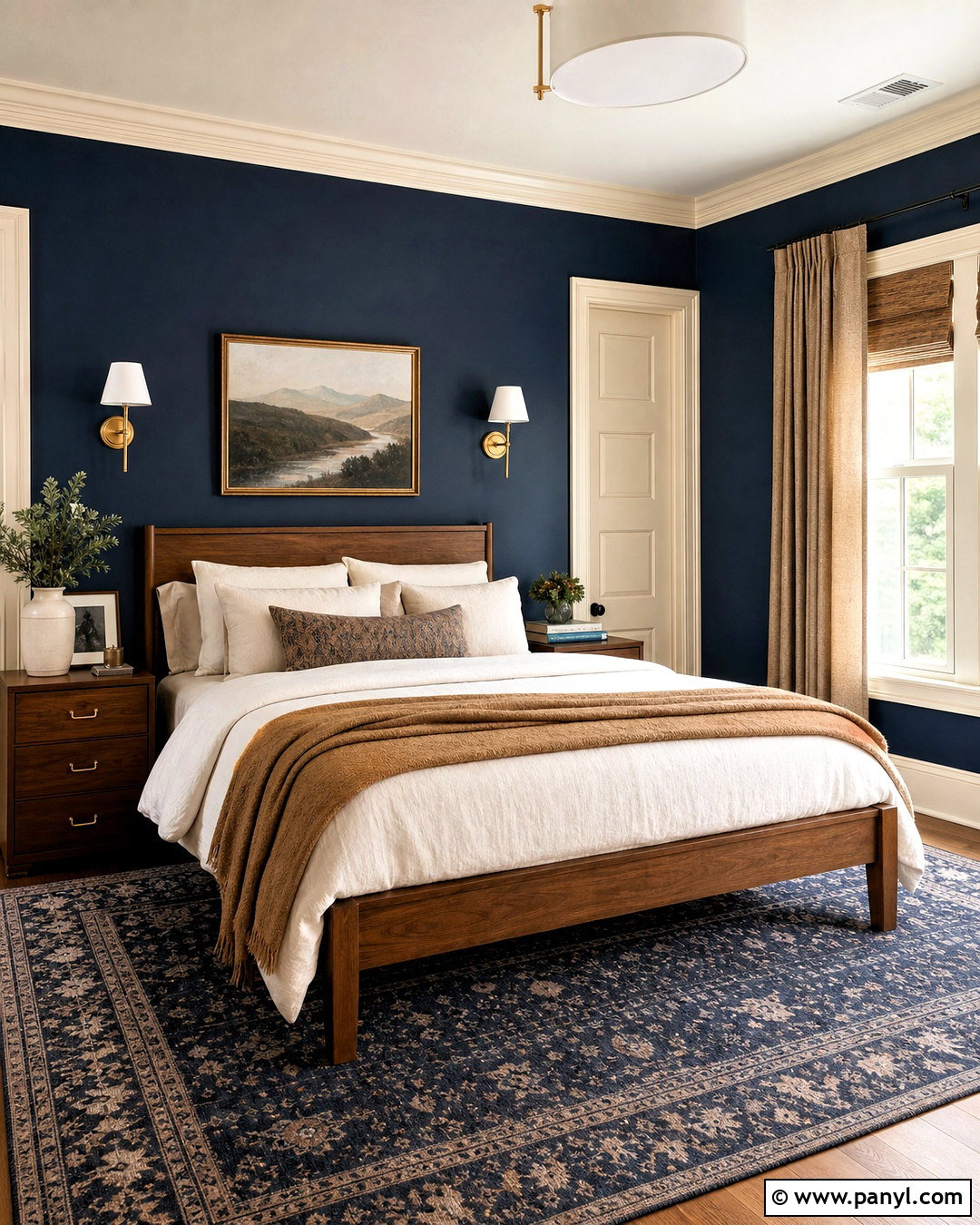 Cream Trim With Navy Walls - 20 contrasting trim interior ideas