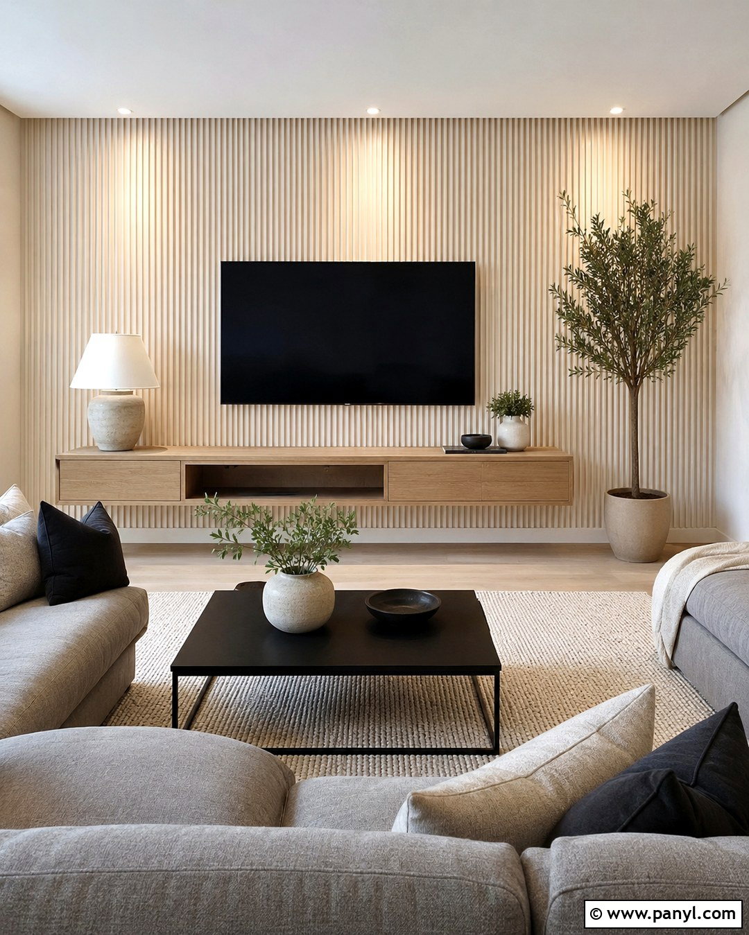 Cream Vertical Slat Feature Wall - 20 Cream Feature Wall Ideas