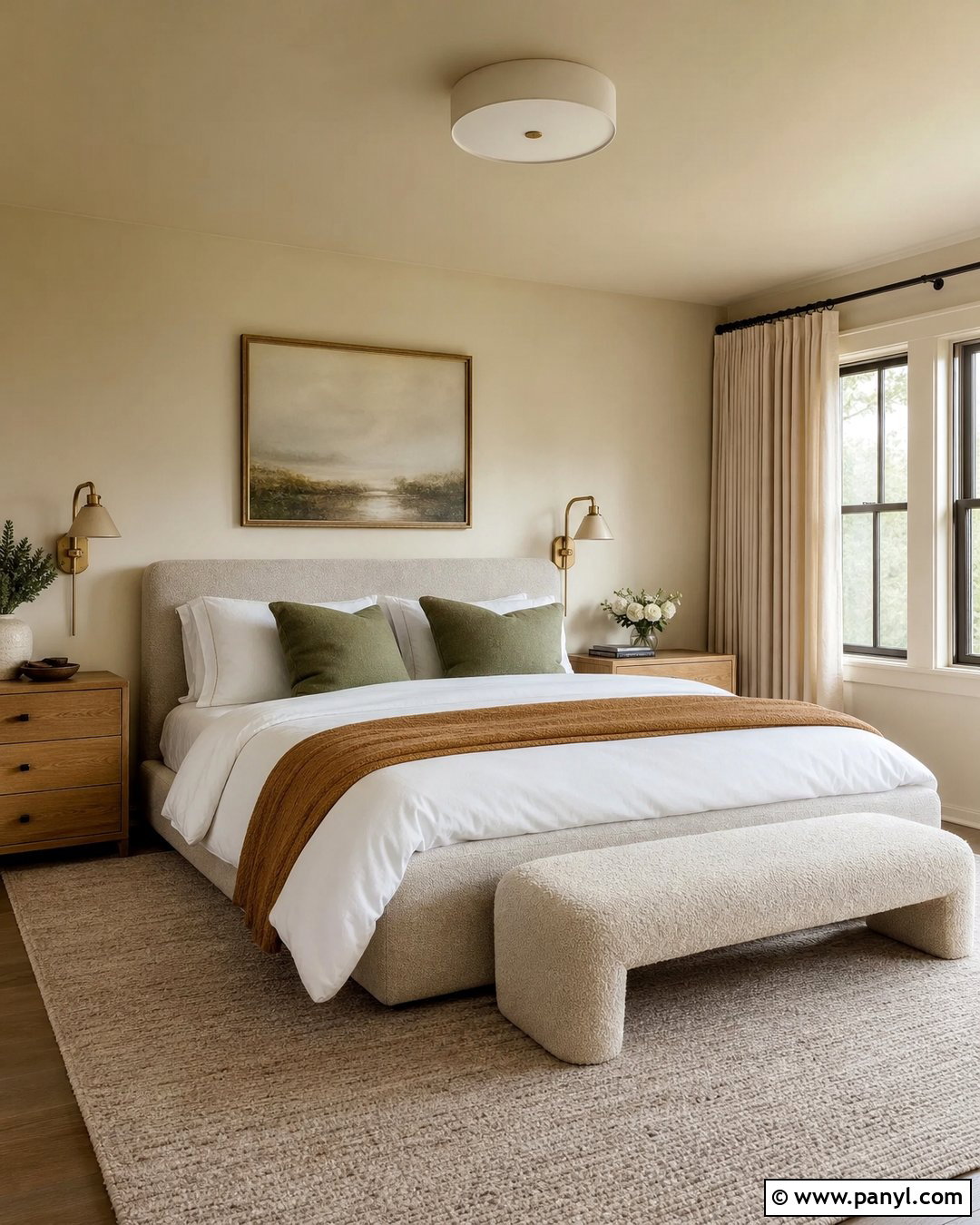 Cream Walls And Ceiling In A Cozy Bedroom - 20 Cream Walls And Ceiling Ideas