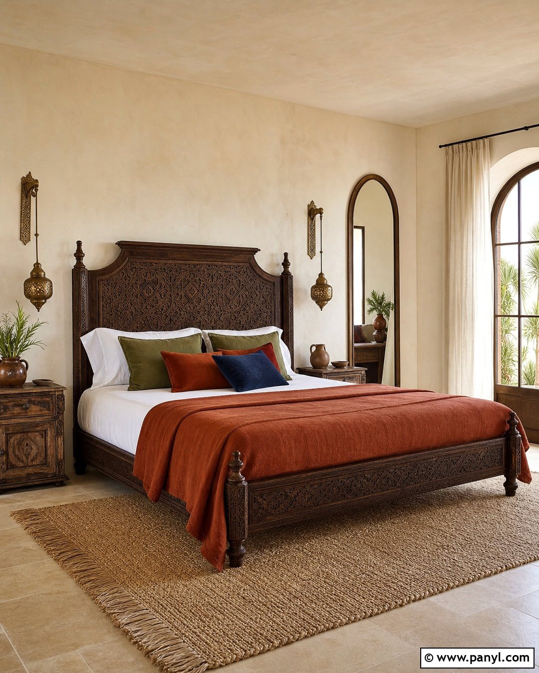 Cream Walls And Ceiling In A Mediterranean Bedroom - 20 Cream Walls And Ceiling Ideas