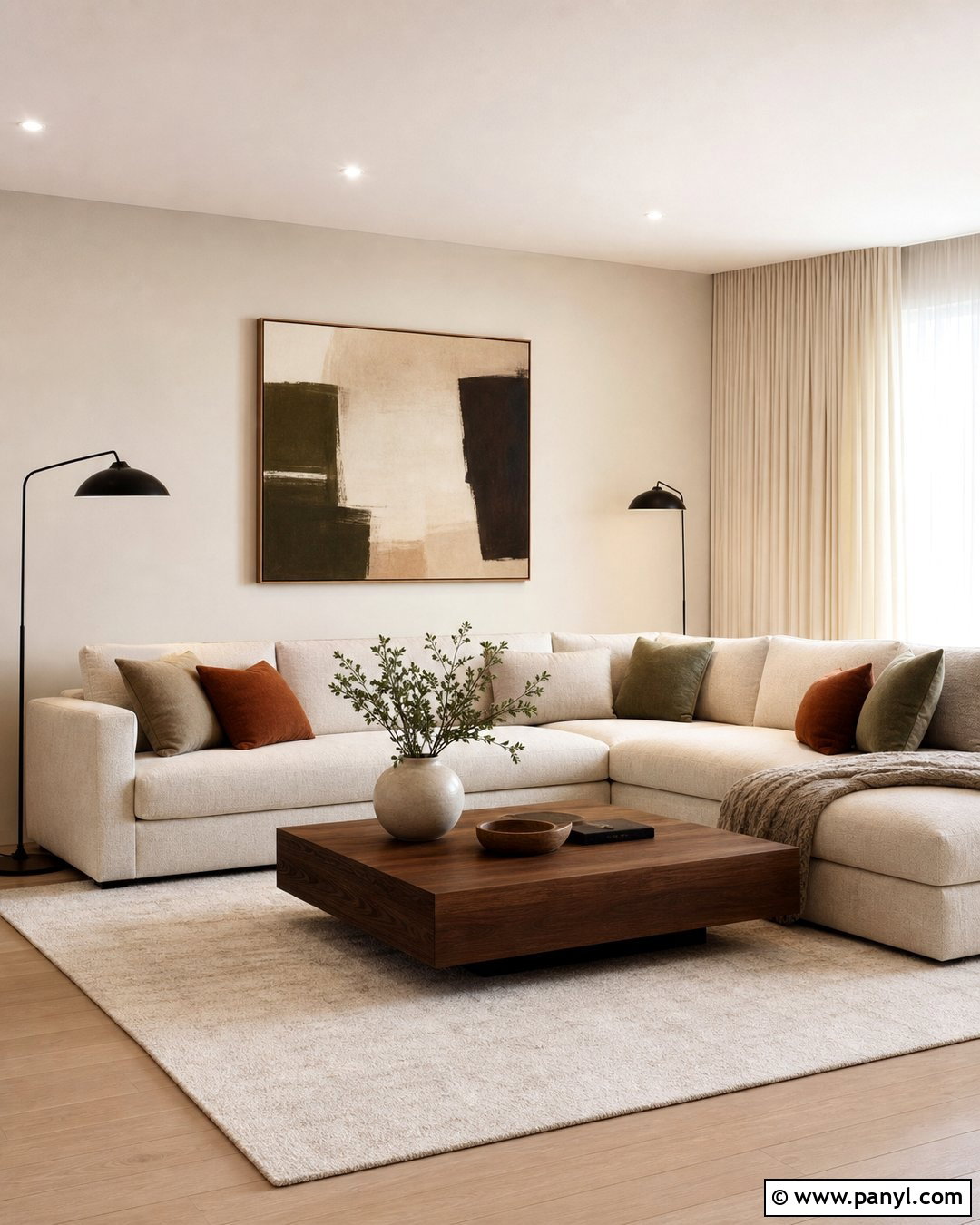 Cream Walls And Ceiling In A Modern Living Room - 20 Cream Walls And Ceiling Ideas