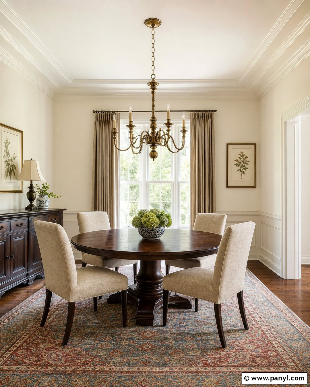 Cream Walls And Ceiling In A Traditional Dining Room - 20 Cream Walls And Ceiling Ideas