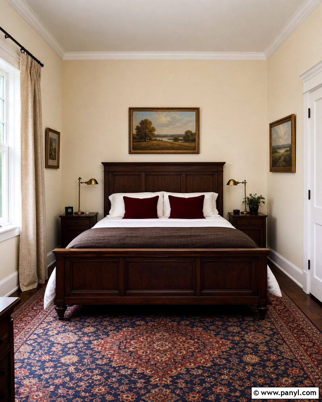 Cream Walls Bedroom With Dark Wood Furniture - 30 Cream Walls With White Trim Ideas