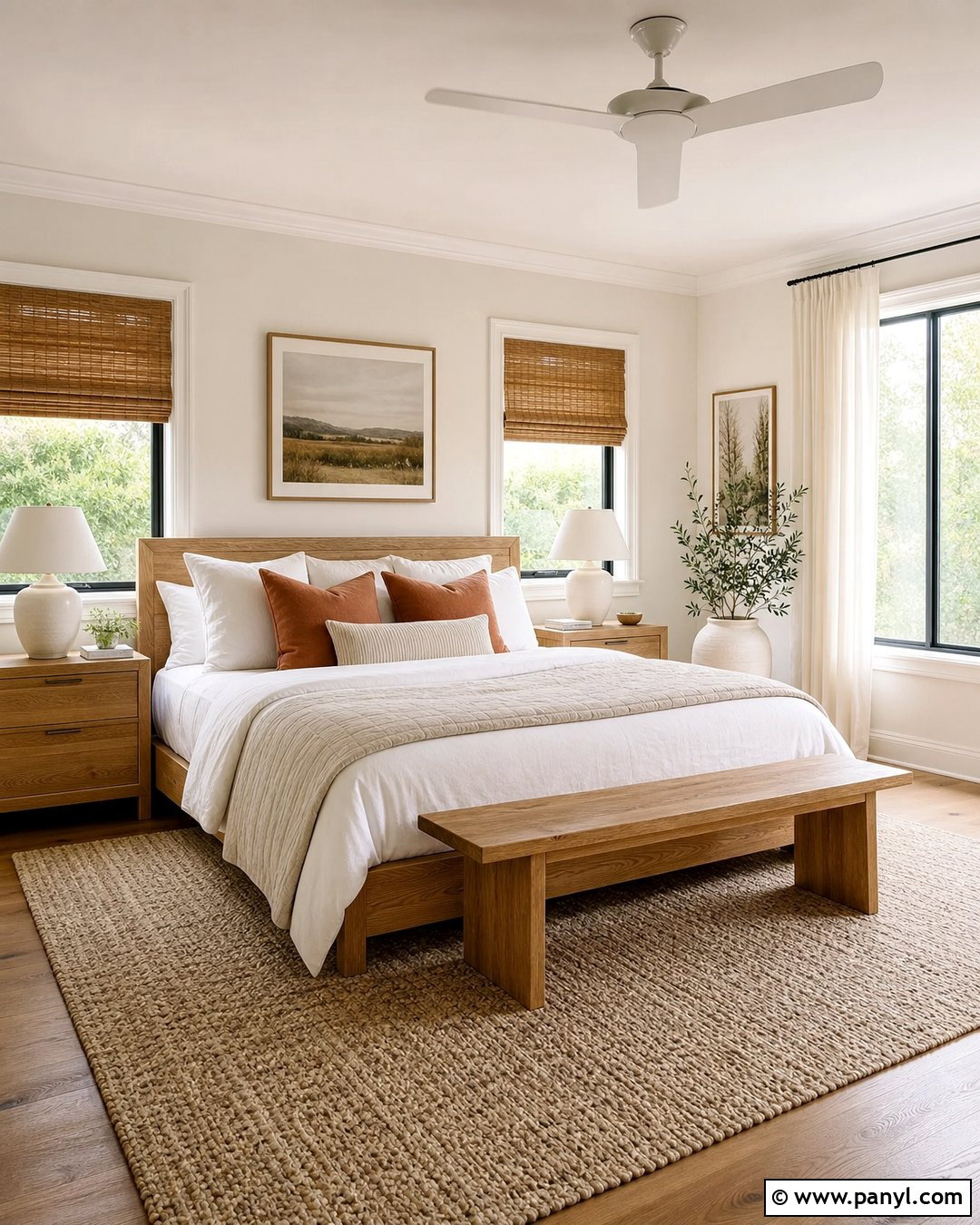 Cream Walls Bedroom With Oak Furniture - 30 Cream Walls With White Trim Ideas
