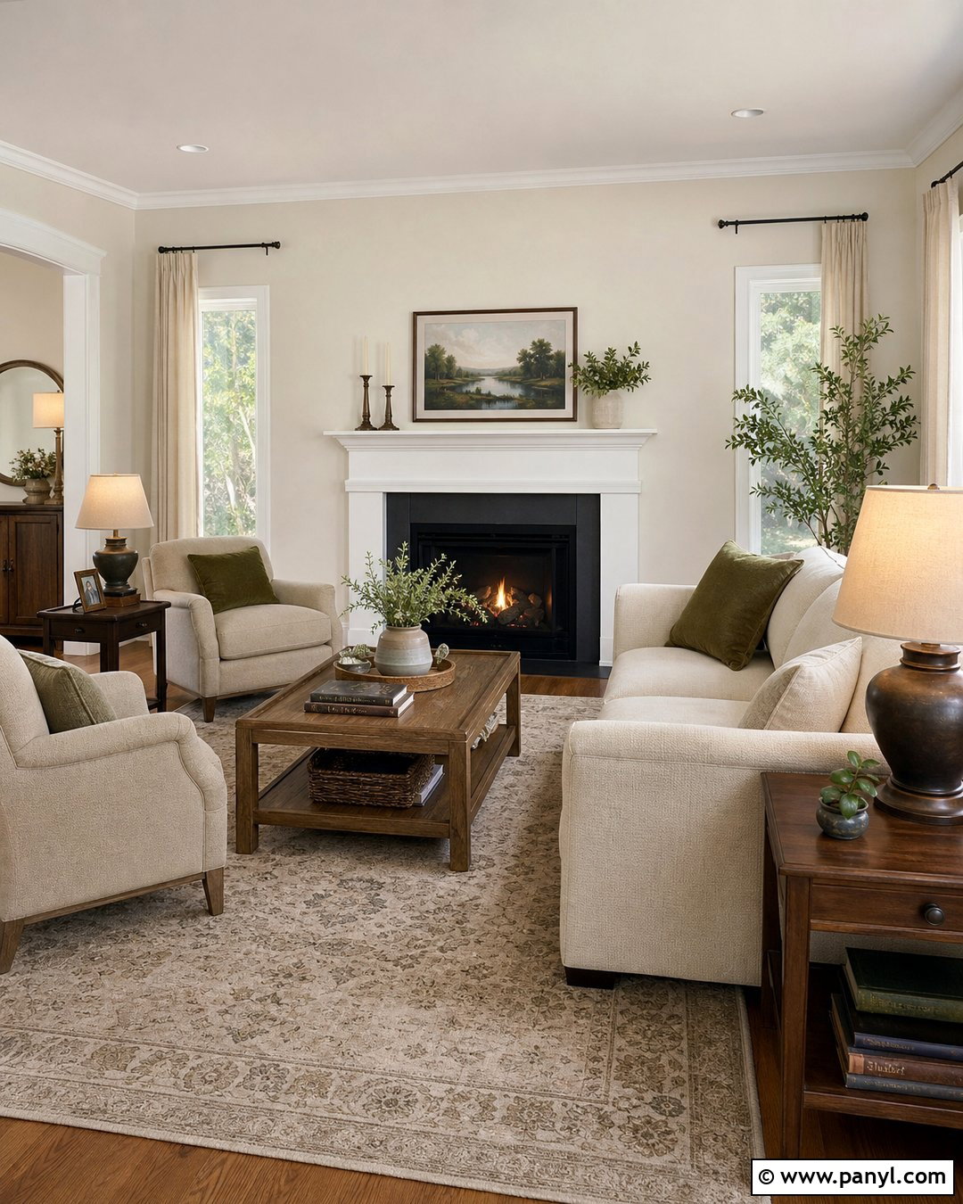 Cream Walls Living Room With Beige Furniture - 30 Cream Walls With White Trim Ideas