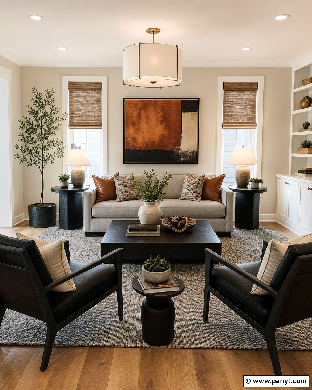 Cream Walls Living Room With Black Accents - 30 Cream Walls With White Trim Ideas