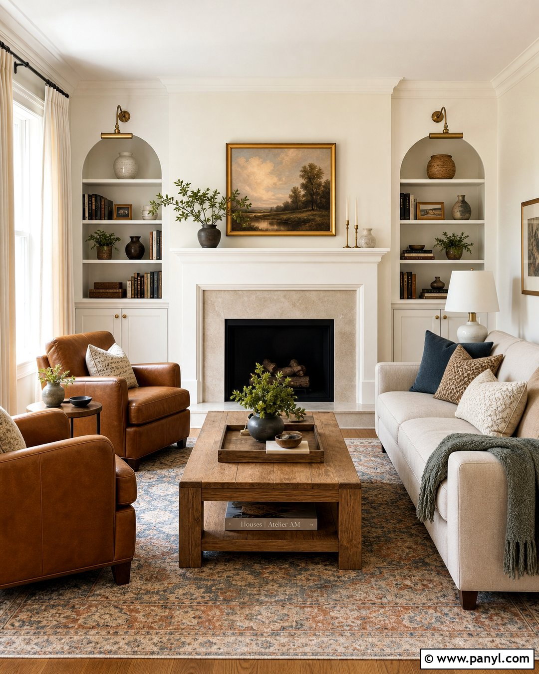 Cream Walls Living Room With Fireplace - 30 Cream Walls With White Trim Ideas