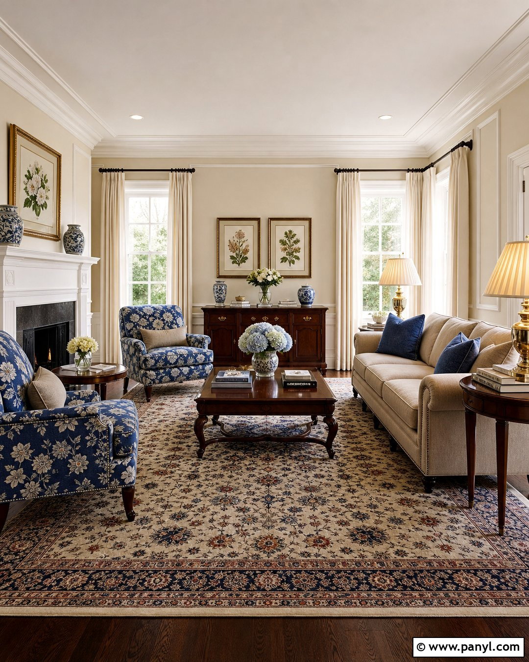 Cream Walls Traditional Living Room - 30 Cream Walls With White Trim Ideas