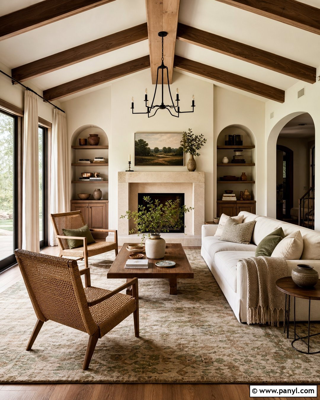 Cream Walls With A Wood Beam Ceiling - 20 Cream Walls And Ceiling Ideas