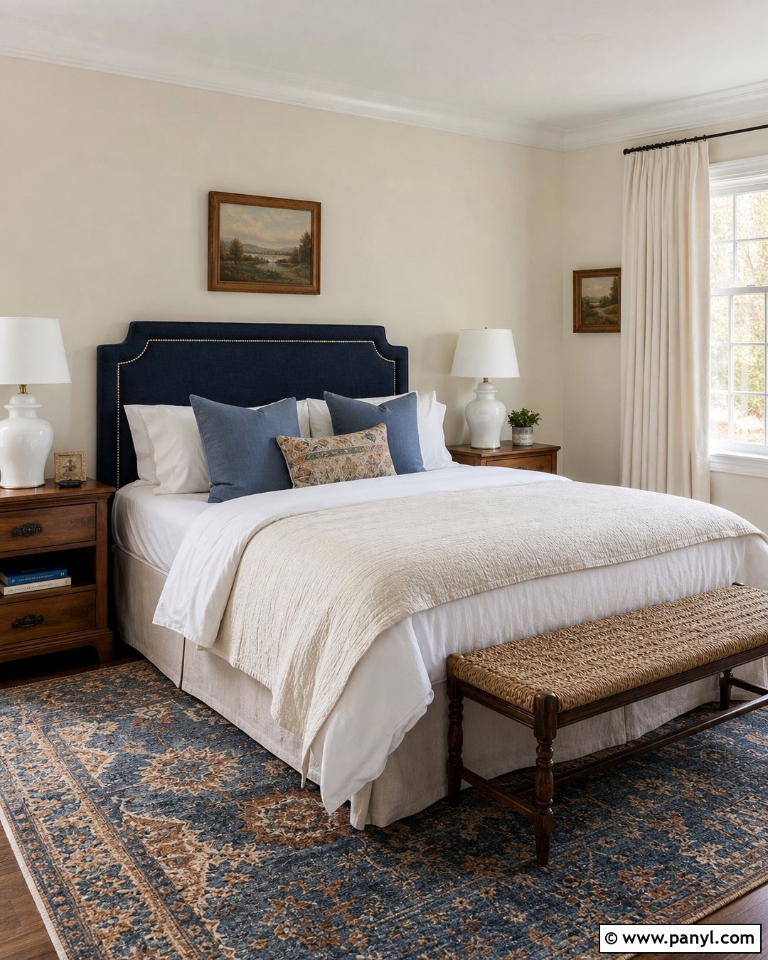 Cream Walls With Blue Decor - 20 Cream Wall White Trim Ideas