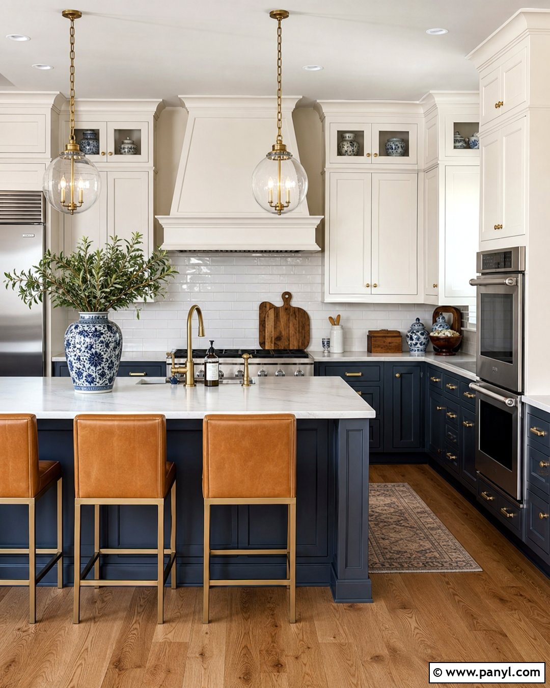 Cream Walls With Blue Kitchen Cabinets - 35 Creme Walls