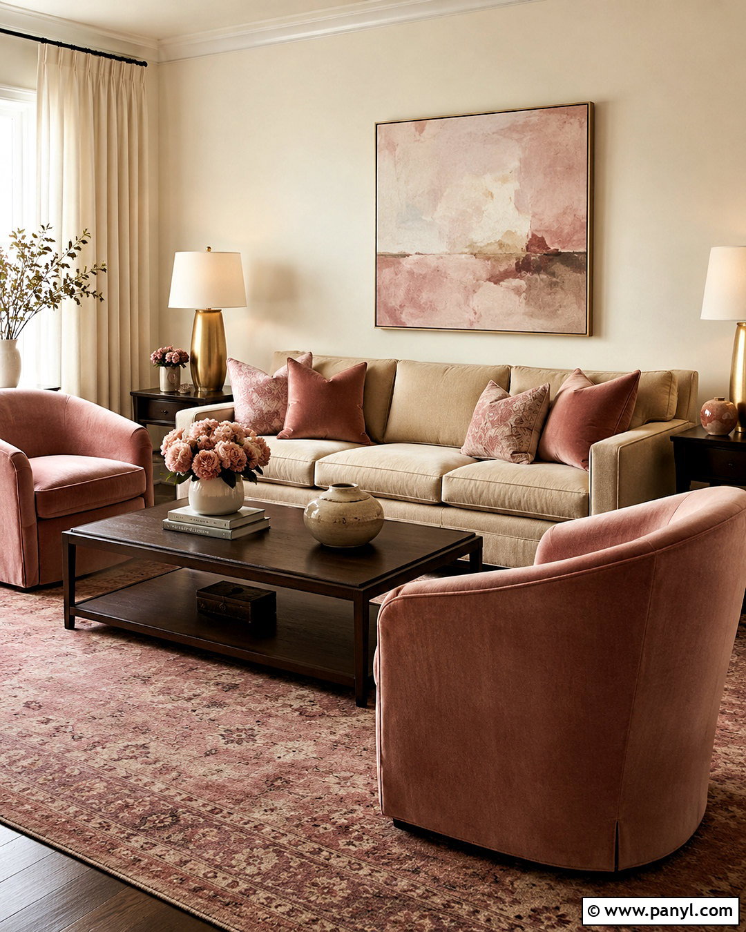 Cream Walls With Blush Pink Decor - 20 cream walls living room ideas