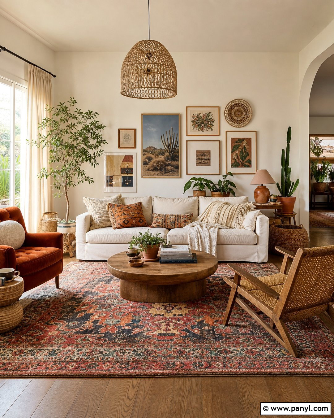 Cream Walls With Boho Decor - 35 Creme Walls