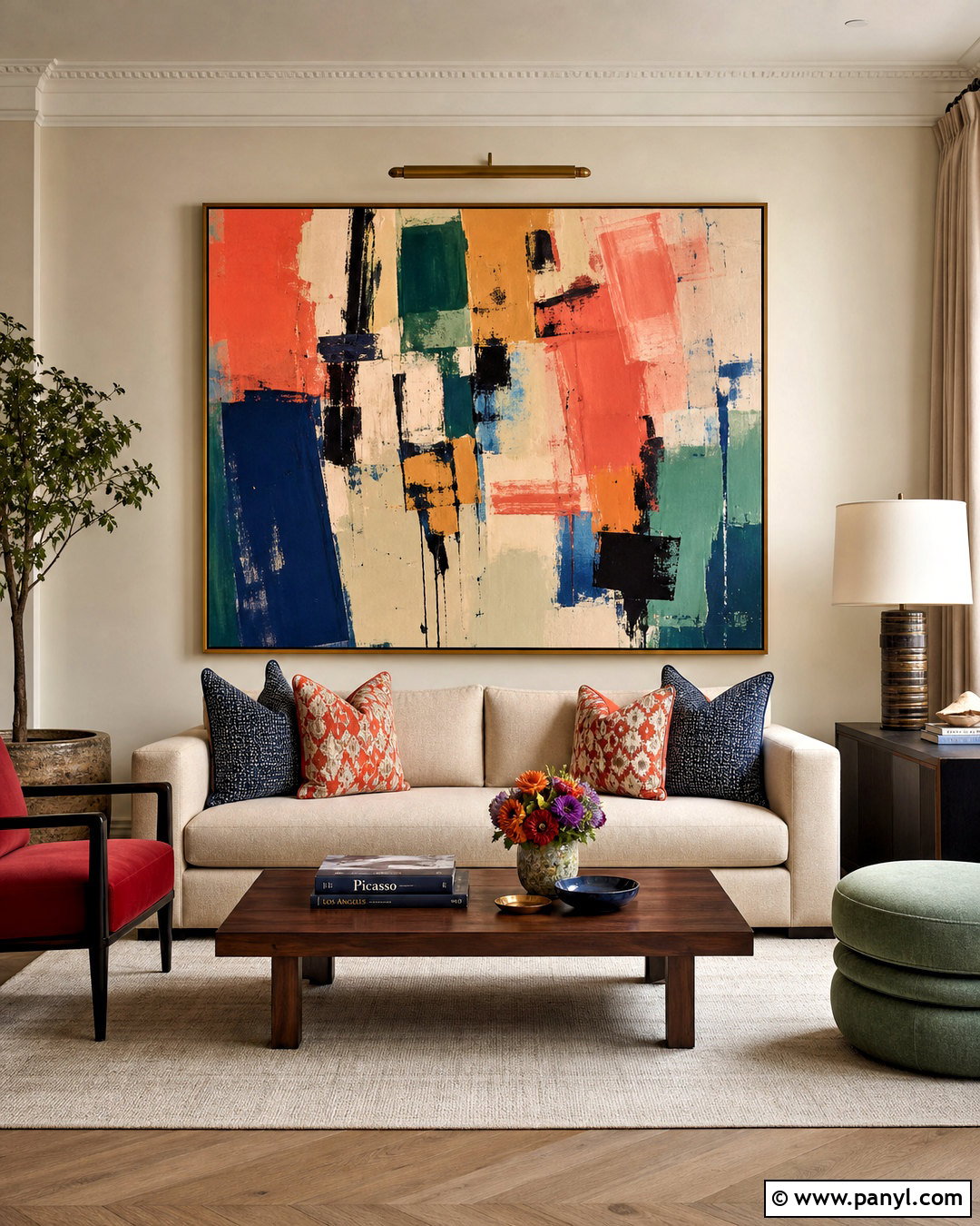 Cream Walls With Bold Art - 20 cream wall paint ideas