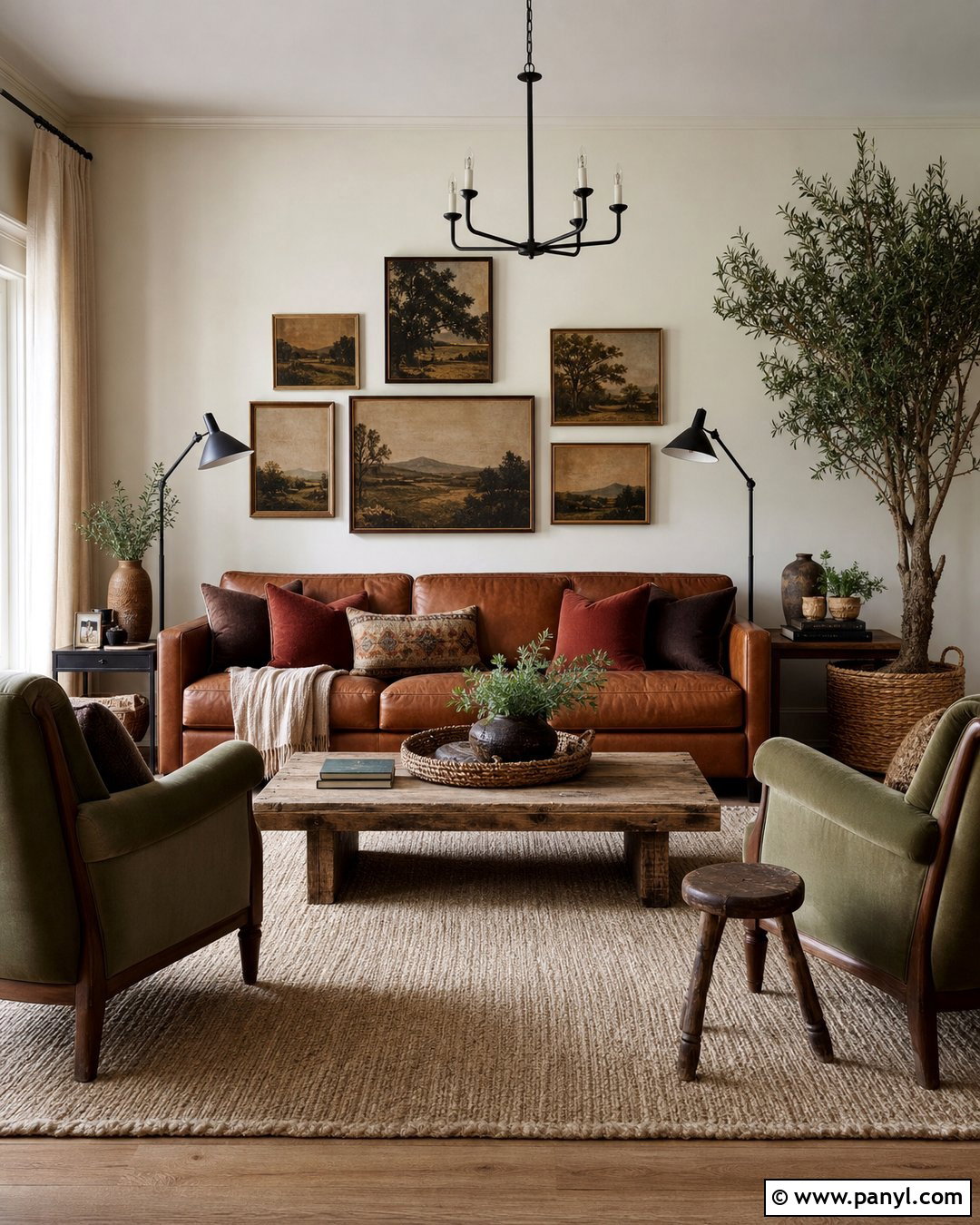 Cream Walls With Brown Leather Sofa - 35 Creme Walls