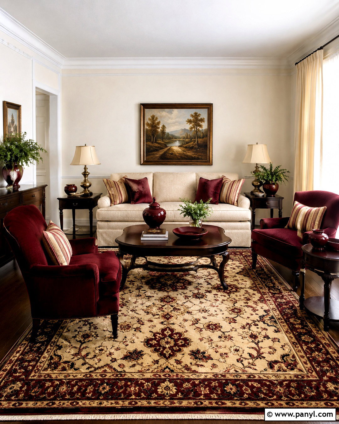 Cream Walls With Burgundy Accents - 20 cream walls living room ideas
