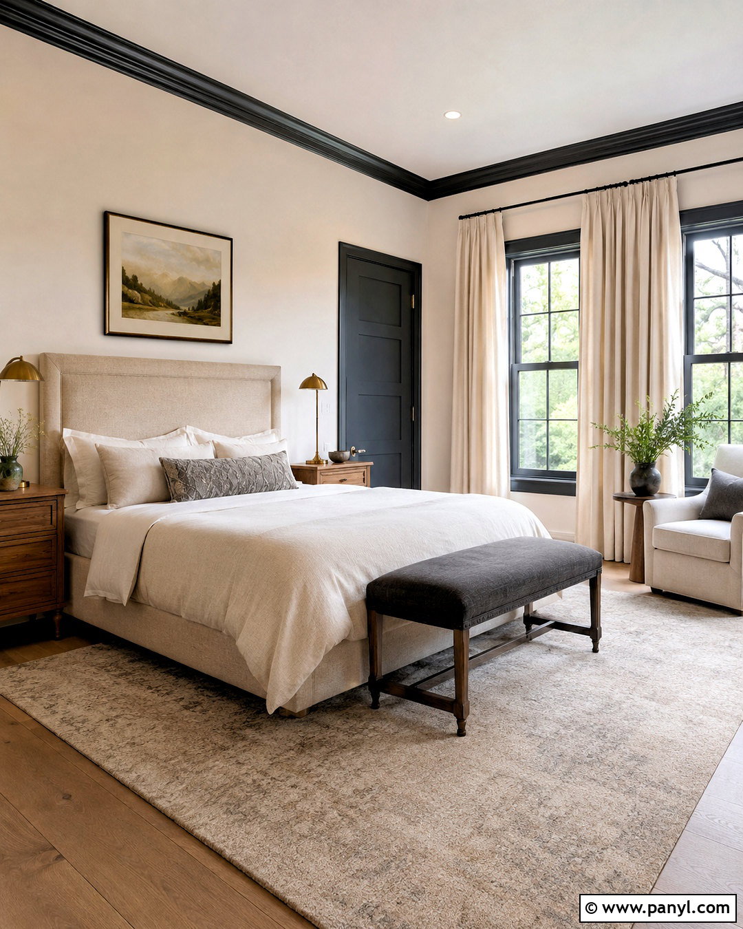 Cream Walls With Charcoal Trim Bedroom - 40 Light Walls With Dark Trim Ideas