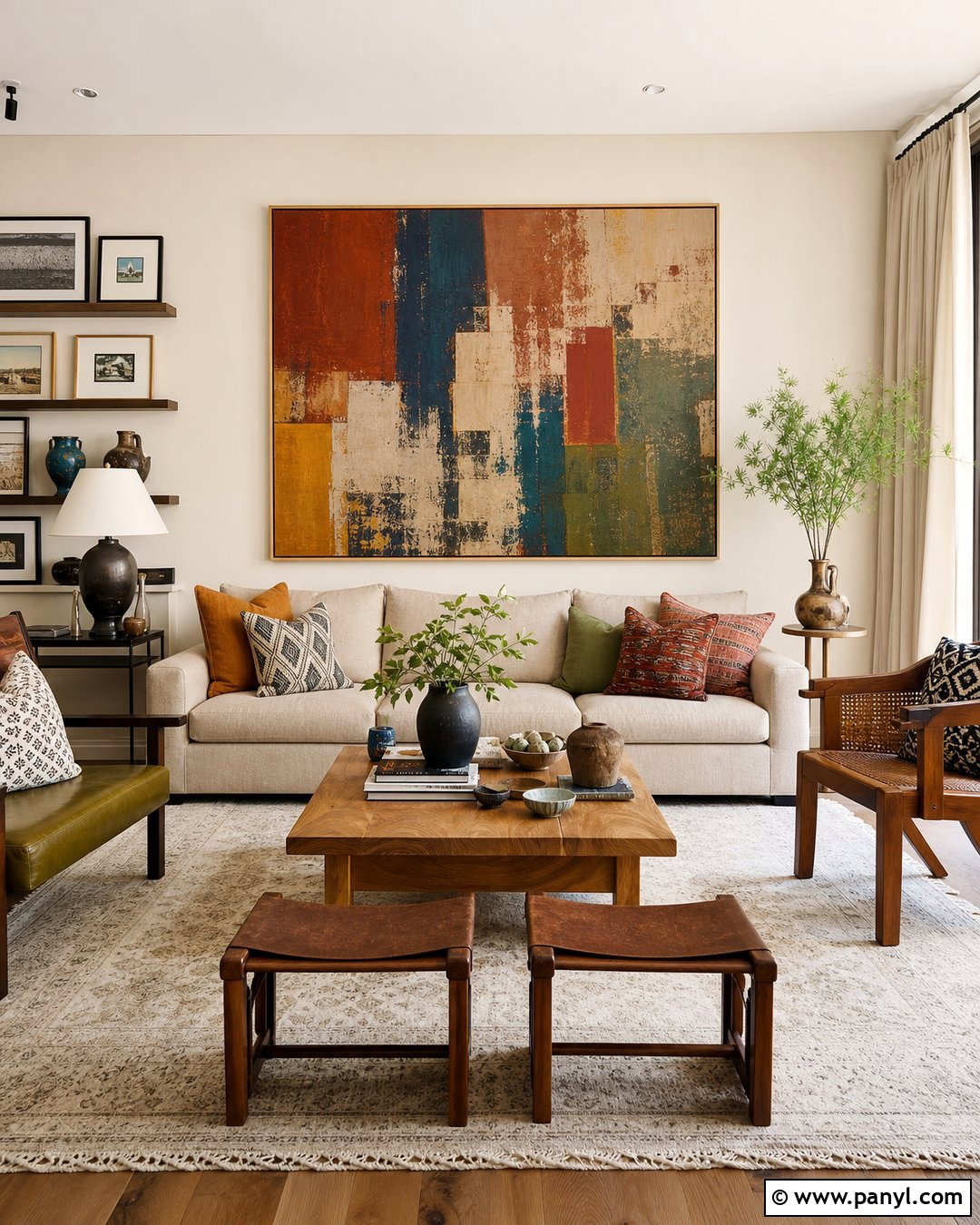 Cream Walls With Colorful Artwork - 25 Creamy Walls