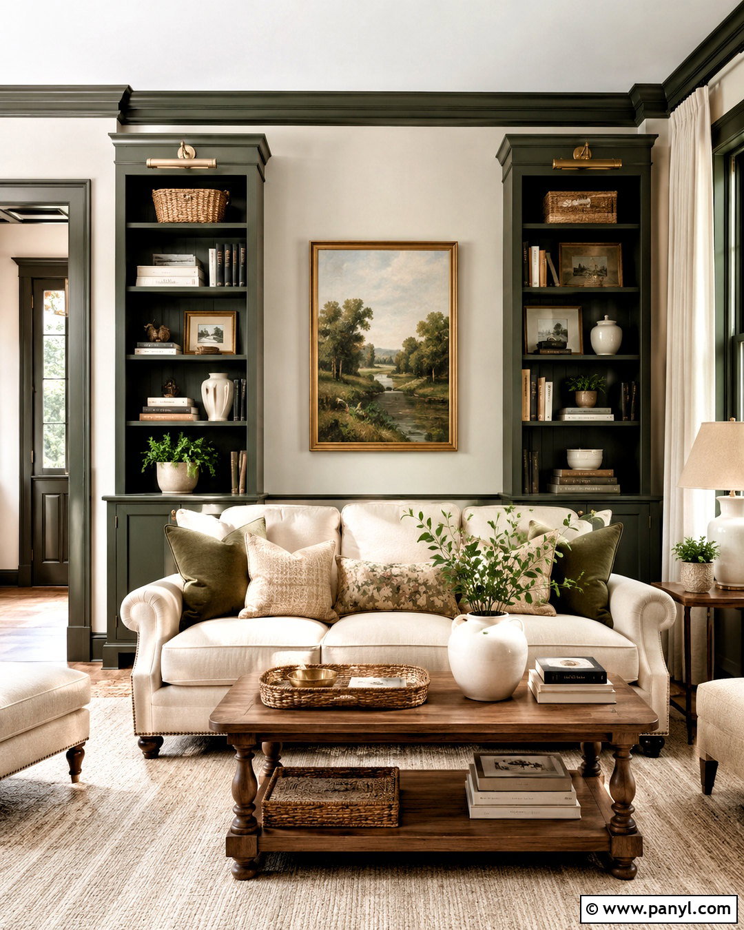 Cream Walls With Dark Built-In Trim - 40 light walls darker trim ideas