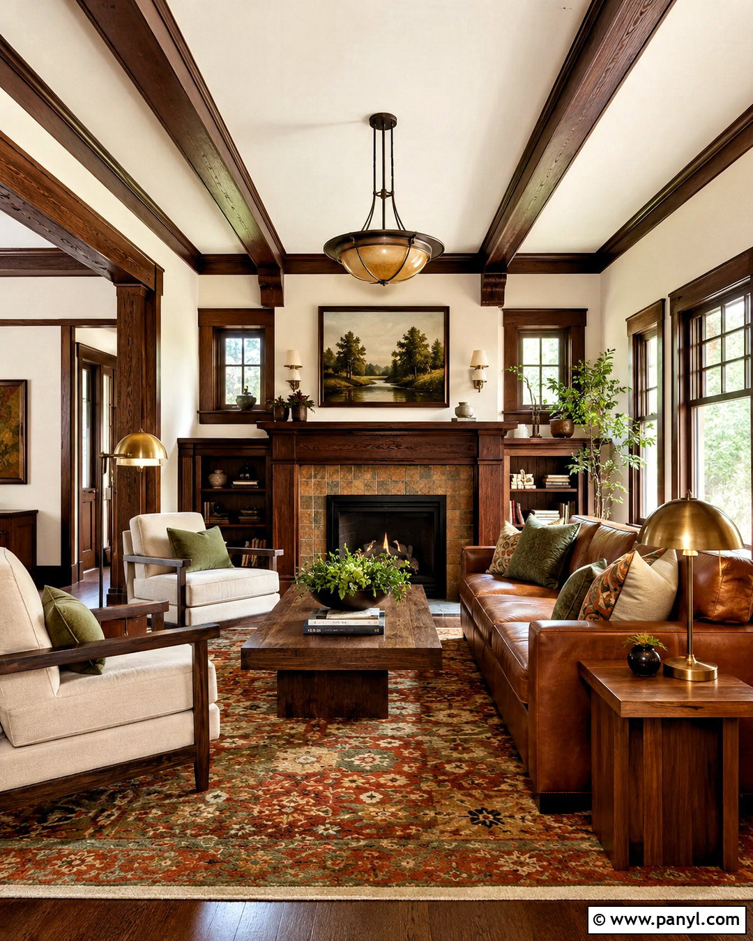 Cream Walls With Dark Trim Craftsman Living Room - 40 Light Walls With Dark Trim Ideas