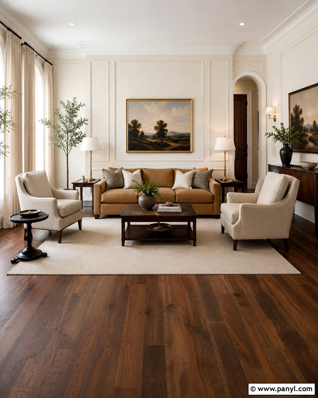 Cream Walls With Dark Walnut Floors - 20 Wood Floor Wall Paint Color Ideas