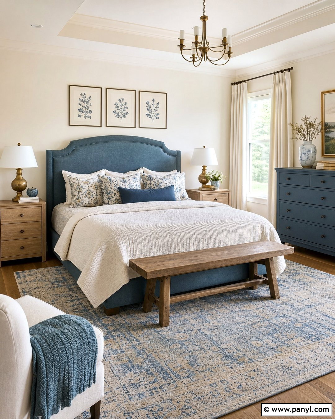 Cream Walls With Dusty Blue Decor - 35 Creme Walls