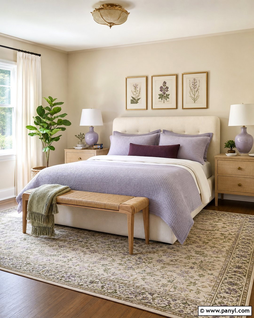 Cream Walls With Lavender Decor - 35 Creme Walls